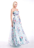 Attractive Floral Chiffon Sweetheart Neckline A-Line Prom Dresses