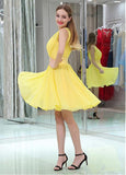  Chiffon Jewel Neckline Short Length A-line Homecoming Dresses With Beadings