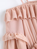 Chiffon Ruffles Beach Dress Pink