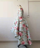 Arabic Dubai Print Flower Long Sleeve Ball Gown 