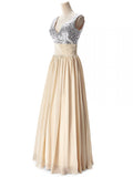 Deep V-neck Sequins Prom Dress