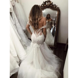 Trumpet Mermaid Tulle Applique Off-the-Shoulder Wedding Dress