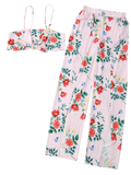 Floral Crop Cami Top with Side Slit Pants