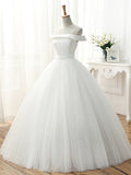 Off-The-Shoulder Tulle Ball Gown Wedding Dress