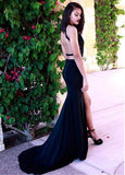 Black Mermaid Evening Dresses With Lace Appliques