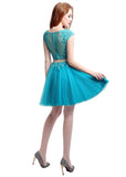 Wonderful Tulle Bateau Neckline Short-length Two-piece A-Line Homecoming Dresses With Hot Fix Rhinestone