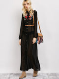 Embroidered Sheer Maxi Shirt Dres