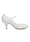 Sweet Satin Upper Closed Toe Stiletto Heels Wedding/ Bridal Shoes With Lace