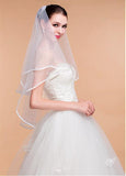 Elegant Tulle Ivory Wedding Veil With Ribbon Edge