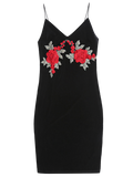 Rose Embroidered Velvet Bodycon Dress 