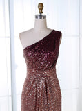 Ombre Sequined Sheath One Shoulder Short Homecoming Dress