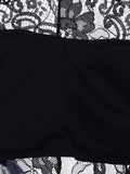 Black Midi Lace Inset Bodycon Dress