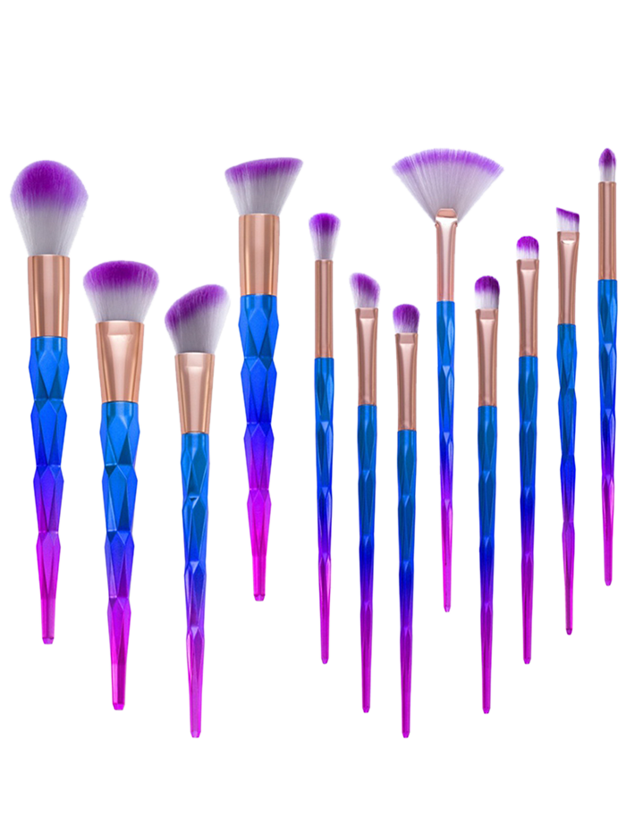 12Pcs Fancy Gradient Color Taper Angular Makeup Brushes Set – Sassymyprom