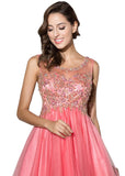 Pretty Tulle Scoop Neckline A-Line Short Homecoming Dresses With Beadings