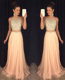 Champagne Two Piece Long Prom Dress 