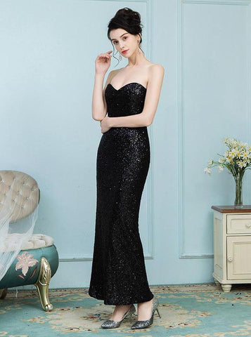 Black Sweetheart Ankle Length Sequined Prom Dress – Sassymyprom