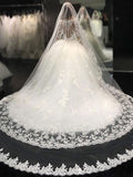  Illusion Back Long Sleeves Lace Wedding Dresses