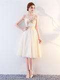  Scoop Tea-Length Prom Dress