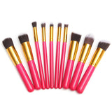 Makeup Brushes Set Cosmetic Foundation Eyeshadow Brush 10Pcs Rose Red