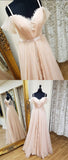 Pink Sweetheart See Through Long Prom Dress