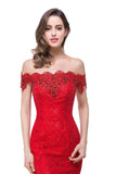  Off Shoulder Lace Long Bridesmaid Maxi Prom Dress 