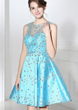 Pretty Tulle Jewel Neckline Short A-line Homecoming Dresses With Beadings