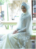 Crystal Beading A-Line Islamic Arabic Wedding Dress
