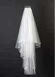 eautiful Ivory Tulle Two-Tier Beading Elbow Wedding Veil With Comb