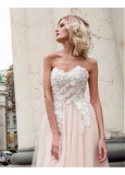 Tulle & Organza Sweetheart Neckline A-line Prom Dresses With 3D Beaded Lace Appliques