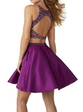 Satin Short Two Piece Homecoming Dresses For Juniors 