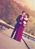 Burgundy Mermaid Evening Dresses With Lace Appliques