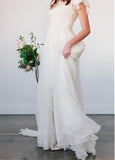  Silk-like Chiffon Asymmetrical Beadings Wedding Dress