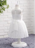Alluring Lace Scoop Neckline Sleeveless A-line Flower Girl Dresses With Sash & Bowknot