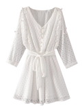 White Mini Beaded Lace Dress