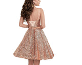 V Neck Sequins Short Prom Homecoming Dresses