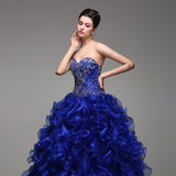 Blue Lace Up Pageant Quinceanera Dress