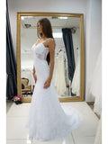 Backless Lace Court Train Mermaid Wedding Dress