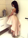 High Low Pink Stretch Satin Sweetheart Homecoming Dress 