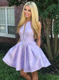 Lovely Jewel Lavender Floral Homecoming Dress with Pockets