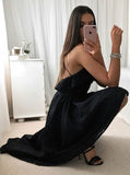 Spaghetti Straps High Low Black Lace Homecoming Party Dress