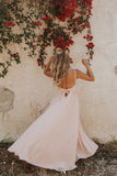 Sexy Pearl Pink Appliques Spaghetti Straps Prom Dress
