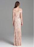Spaghetti Straps Sheath/Column Embroidery Sequins Lace Prom Dress