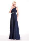 Gorgeous Chiffon One-Shoulder A-Line Prom Dresses With Beads