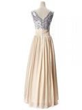 Deep V-neck Sequins Prom Dress