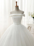 Off-The-Shoulder Tulle Ball Gown Wedding Dress
