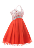 Energetic Chiffon One-shoulder Neckline A-Line Short Homecoming Dresses With Beads & Rhinestones