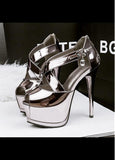 Attractive PU Upper Peep Toe Stiletto Heels Party Shoes
