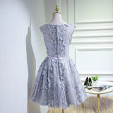 Silver Vintage Lace Homecoming Dress