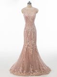 Crystal Sequined Lace Mermaid Evening Dress 