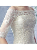  Off-The-Shoulder Appliques Mermaid Wedding Dress